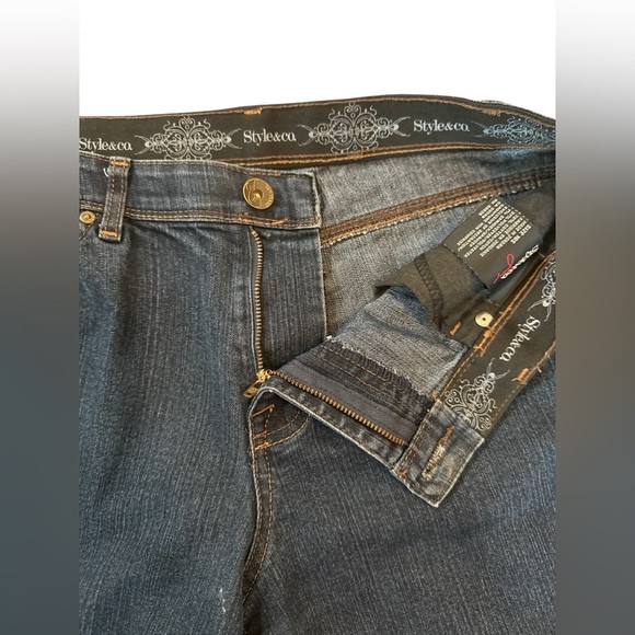 Style & Co Dark Wash Boot Cut Stretch Jeans Tummy Control Size 10S Curvy - Picture 7 of 10